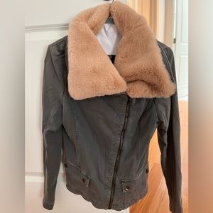 Anthropologie jacket with removable fake fur